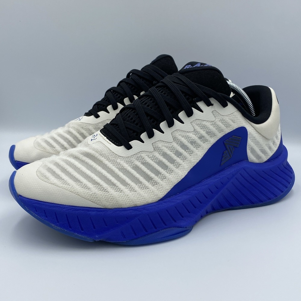 R.A.D R-1 Mens 11 White Racing Blue Training Shoes HIIT Cross Trainer 0425-R1TBB